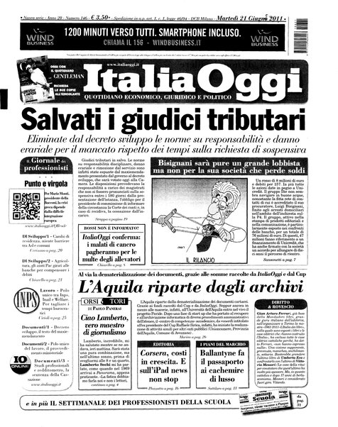 Italia oggi : quotidiano di economia finanza e politica